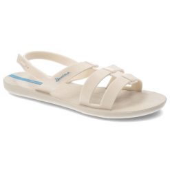 Beżowe Sandały Ipanema Modne Obuwie Damskie. Brązowe sandały damskie Ipanema, bez wzorów, z materiału, bez obcasa, bez zapięcia. Za 129.00 zł.