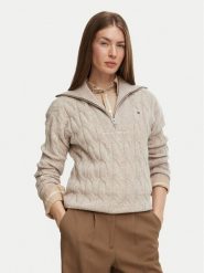 Tommy Hilfiger Sweter WW0WW46425 Beżowy Regular Fit. Brązowe swetry damskie Tommy Hilfiger, xl, bez wzorów, bez kołnierzyka, bez ramiączek, bez kaptura. Za 699.99 zł.