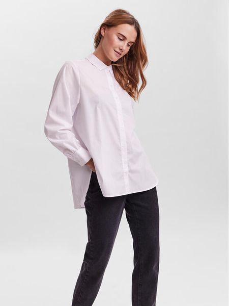 Vero Moda Koszula 10264952 Biały Regular Fit. Białe bluzki damskie Vero Moda, l, bez wzorów, z bawełny, bez kołnierzyka, bez ramiączek. Za 139.99 zł.