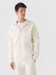 4F Bluza dresowa rozpinana z kapturem męska - beżowa S. Brązowe bluzy męskie 4f, m, bez wzorów, z bawełny, z kapturem. W wyprzedaży za 79.99 zł.
