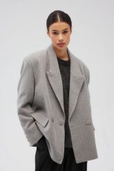 Wełniana marynarka w PASKI w kolorze GREY- BEXLEY-S/M. Szare żakiety damskie Marsala, m, bez wzorów, z jeansu, eleganckie. Za 1,499.90 zł.