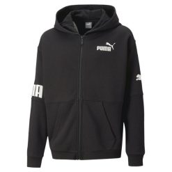Bluza Sportowa Chłopięca Puma Power Fz Tr. Czarne bluzy dla chłopców Puma, na zimę, bez wzorów, bez ramiączek, bez kaptura. Za 157.99 zł.
