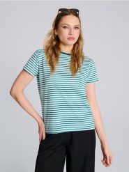 Koszulka - zielony. Zielone t-shirty damskie Sinsay, l, bez wzorów, bez kołnierzyka. Za 25.99 zł.
