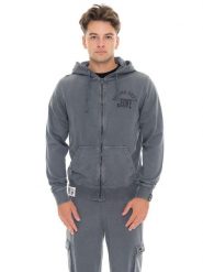 Męska zimowa bluza z kapturem zapinana na zamek, Leone 1947 Vintage Dept. Szare bluzy sportowe męskie LEONE 1947 APPAREL, m, bez wzorów, z bawełny, z kapturem, na fitness i siłownię. Za 442.05 zł.