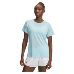 Koszulka treningowa damska Under Armour UA Tech Twist SS. Zielone koszulki sportowe damskie Under Armour, bez wzorów, bez kołnierzyka, bez ramiączek, na fitness i siłownię. Za 87.99 zł.
