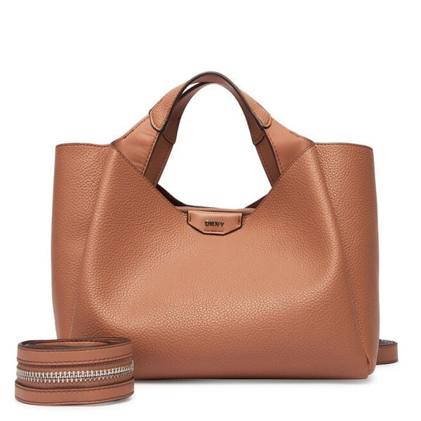 Torebka DKNY. Brązowe torebki do ręki damskie DKNY, bez wzorów, klasyczne, bez dodatków. Za 559.99 zł.