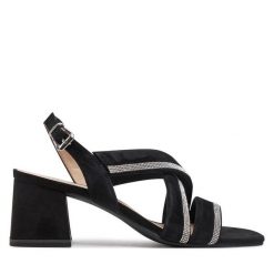 Sandały Caprice. Czarne sandały damskie Caprice, bez wzorów, bez obcasa, na słupku, bez zapięcia. Za 239.99 zł.