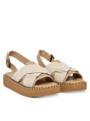 EMU Australia Sandały Morna W13284 Biały. Białe sandały damskie Emu Australia, bez wzorów, z materiału, bez obcasa, na płaskiej podeszwie, bez zapięcia. Za 428.99 zł.