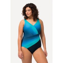 Damski Kostium kąpielowy cieniowanie miękkie miseczki. Niebieskie kostiumy jednoczęściowe damskie Ulla Popken, plus size, bez wzorów, z elastanu, sportowe, plus size, do pływania. Za 223.99 zł.
