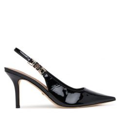 Sandały Guess. Czarne sandały damskie Guess, z aplikacjami, bez obcasa, na szpilce, bez zapięcia. Za 639.99 zł.