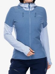 Bluza z kapturem damska La Sportiva Session Tech Hoody. Niebieskie bluzy damskie La Sportiva, l, bez wzorów, z materiału, z kapturem, narciarskie. Za 522.49 zł.