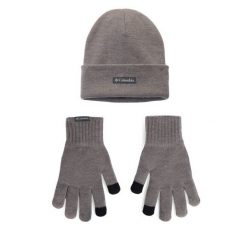 Zestaw czapka i rękawiczki Columbia. Szare czapki i kapelusze damskie Columbia, bez wzorów, z dzianiny. Za 179.99 zł.