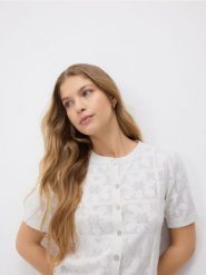 Ażurowy kardigan - złamana biel. Kardigany damskie Reserved, l, w ażurowe wzory, z bawełny. Za 99.99 zł.