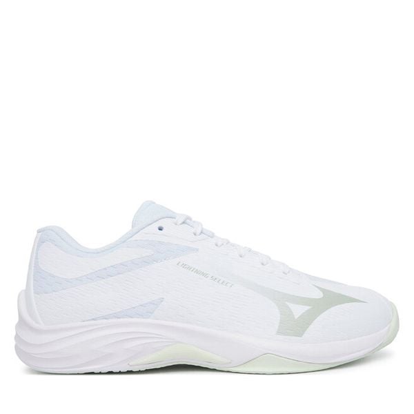 Buty halowe Mizuno. Białe obuwie sportowe damskie Mizuno, bez wzorów. Za 369.99 zł.