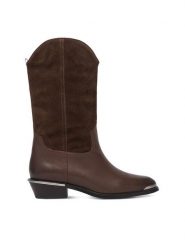 Badura Botki EO-PARIS-GL813C-11.5-1510 Brązowy. Brązowe botki damskie Badura, ze skóry, bez obcasa, na słupku, bez zapięcia. Za 549.99 zł.