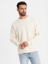 Klasyczna bluza dresowa unisex z okrągłym dekoltem kremowa V2 OU-SNBC-0104 M/L. Białe bluzy damskie Ombre, l, bez wzorów, z dresówki, bez kaptura. Za 332.81 zł.