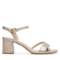Sandały Clara Barson. Żółte sandały damskie Clara Barson, bez wzorów, bez obcasa, na słupku, bez zapięcia. Za 119.99 zł.
