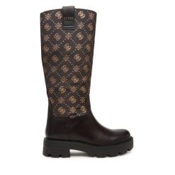 Kozaki Guess. Brązowe kozaki damskie Guess, bez obcasa, na płaskiej podeszwie. Za 749.99 zł.