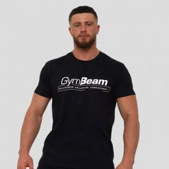Koszulka męska fitness z krótkim rękawem czarna Willpower. Czarne koszulki sportowe męskie GYMBEAM, m, bez wzorów, z bawełny, bez kołnierzyka, bez ramiączek, na fitness i siłownię. Za 55.90 zł.
