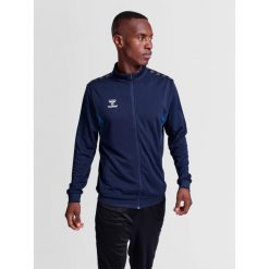 Kurtka z dresu Hummel Authentic Pl. Niebieskie kurtki sportowe męskie Hummel, bez wzorów, z dresówki, na fitness i siłownię. Za 212.50 zł.