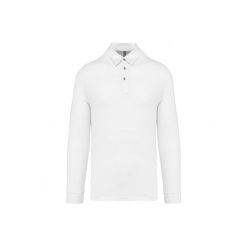Dżersejowe polo z długim rękawem Kariban. Białe koszulki polo męskie KARIBAN, m, bez wzorów, z dżerseju, bez ramiączek. Za 110.50 zł.