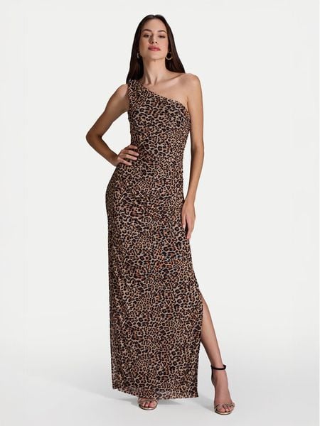 Swing Sukienka wieczorowa 5AI16600 Beżowy Slim Fit. Brązowe sukienki damskie Swing, bez wzorów, z syntetyku, wizytowe, bez kołnierzyka, bez ramiączek. Za 529.99 zł.
