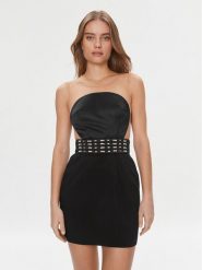 Elisabetta Franchi Sukienka koktajlowa AB-443-37E2-3681 Czarny Slim Fit. Czarne sukienki damskie Elisabetta Franchi, bez wzorów, z syntetyku, wizytowe, bez kołnierzyka, bez ramiączek. Za 1,899.00 zł.