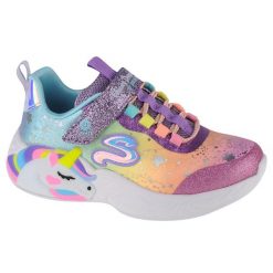 Buty do chodzenia dziewczęce, Skechers S-Lights Unicorn Dreams. Żółte buty sportowe dziewczęce Skechers, bez wzorów, z materiału, bez zapięcia, trekkingowe. Za 229.99 zł.