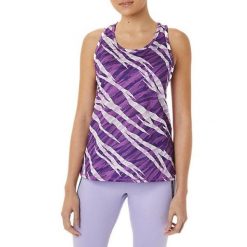 Tank Top Damski Camo. Fioletowe koszulki sportowe damskie Asics, bez wzorów, bez kołnierzyka, bez ramiączek, trekkingowe. Za 201.99 zł.