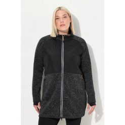 Damskie Długa bluza rozpinana z polarowej dzianiny dwukierunkowy zamek. Czarne bluzy damskie Ulla Popken, plus size, bez wzorów, z dzianiny, bez kaptura. W wyprzedaży za 311.99 zł.