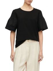 Comma Koszulka Kobiety Bawełna czarny, 40. Czarne t-shirty damskie comma, bez wzorów, z bawełny, bez kołnierzyka. Za 119.95 zł.