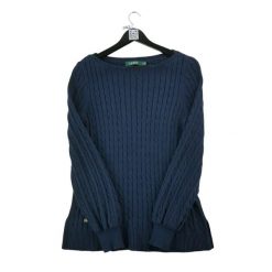 Sweter damski w kolorze navy. Niebieskie swetry damskie Ralph Lauren, l, bez wzorów, z tkaniny, eleganckie, bez kołnierzyka, bez ramiączek, bez kaptura. Za 127.76 zł.