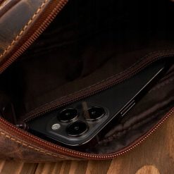 Paolo Peruzzi Saszetka męska brązowa skórzana do ręki vintage T-130-HBR. Brązowe saszetki męskie Paolo Peruzzi, vintage. Za 178.58 zł.