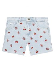 Guess Szorty jeansowe J5GD10 D45E0 Kolorowy Regular Fit. Spodenki dla dziewczynek Guess, z aplikacjami, z bawełny. Za 129.99 zł.