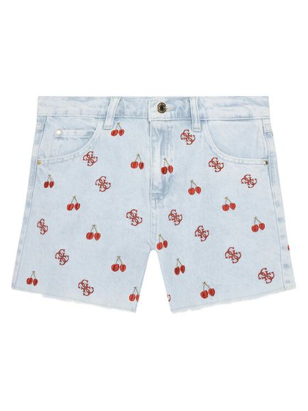 Guess Szorty jeansowe J5GD10 D45E0 Kolorowy Regular Fit. Spodenki dla dziewczynek Guess, z aplikacjami, z jeansu. Za 269.99 zł.