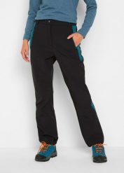 Spodnie softshell, odpychające wodę, Straight Fit. Czarne spodnie sportowe damskie bonprix, bez wzorów, z softshellu. Za 219.99 zł.