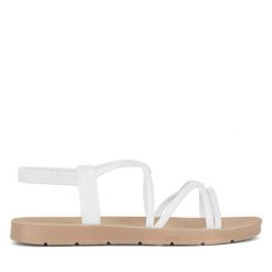 Sandały Jenny Fairy. Białe sandały damskie Jenny Fairy, bez wzorów, bez obcasa, na płaskiej podeszwie, bez zapięcia. Za 39.99 zł.