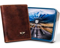 Portfel skórzany Peterson PTN WL-0904-COM brązowy. Brązowe portfele męskie Peterson, bez wzorów. Za 56.00 zł.