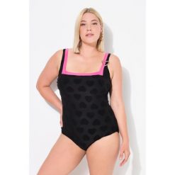 Damski Kostium kąpielowy serca dekolt karo miękkie miseczki. Czarne kostiumy jednoczęściowe damskie Ulla Popken, plus size, bez wzorów, z elastanu, sportowe, plus size. Za 244.99 zł.