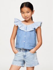 Tommy Hilfiger Bluzka KG0KG07870 Niebieski Regular Fit. Niebieskie t-shirty i topy dla dziewczynek Tommy Hilfiger, bez wzorów, z bawełny, bez ramiączek. Za 159.99 zł.