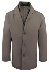 Krótki, Męski Płaszcz Przejściowy z Wysokim Kołnierzem - Brave Soul - Taupe. Szare płaszcze męskie Brave Soul, na jesień, m, bez wzorów, z poliesteru, krótkie, bez kaptura. Za 285.00 zł.