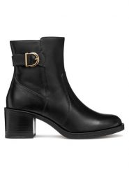 Geox Botki D Serilda 60 D56XXA 00043 C9999 Czarny. Czarne botki damskie Geox, ze skóry, bez obcasa, na słupku, bez zapięcia. Za 479.99 zł.