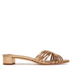 Klapki LAUREN RALPH LAUREN. Żółte klapki damskie Lauren Ralph Lauren, bez wzorów, bez obcasa. Za 399.99 zł.