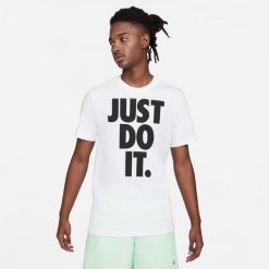 Koszulka Sportowa Męska Nike M NSW Tee Just Do It Fs. Białe koszulki sportowe męskie Nike, m, bez wzorów, z bawełny, bez kołnierzyka, bez ramiączek. Za 83.60 zł.