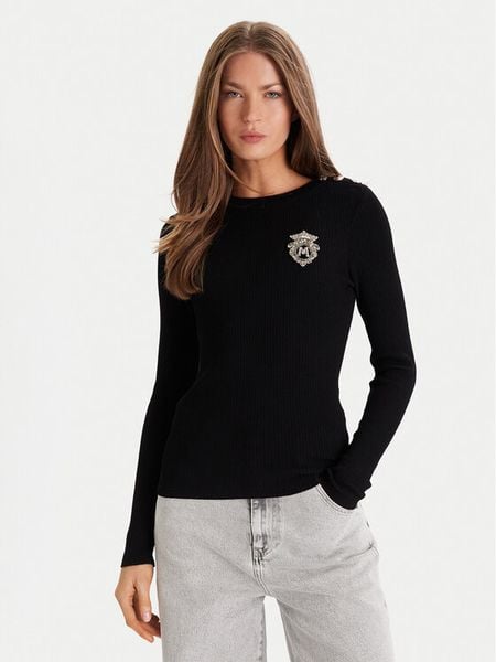 Morgan Sweter 252-MRAYU Czarny Slim Fit. Czarne swetry damskie Morgan, xl, bez wzorów, z syntetyku, bez kołnierzyka, bez ramiączek, bez kaptura. Za 249.99 zł.