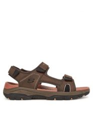 Skechers Sandały Tresmen-Hirano 204106/CHOC Brązowy. Brązowe sandały męskie Skechers, ze skóry, bez zapięcia. Za 199.99 zł.