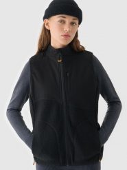4F Bezrękawnik sherpa ze stójką damski - czarny S. Czarne kurtki snowboardowe damskie 4f, s, bez wzorów, z bawełny, bez kaptura, snowboardowy. W wyprzedaży za 69.99 zł.