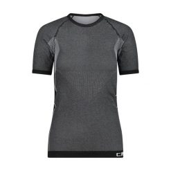 Damska koszulka bezszwowa CMP. Czarne t-shirty damskie CMP, bez wzorów, z materiału, sportowe, bez kołnierzyka. Za 151.00 zł.