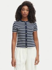 Tommy Hilfiger Bluzka WW0WW48709 Granatowy Slim Fit. Niebieskie bluzki damskie Tommy Hilfiger, xl, bez wzorów, z bawełny, bez kołnierzyka, bez ramiączek. Za 289.99 zł.