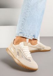 Ciemnobeżowe Sneakersy Tenisówki z Geometrycznym Motywem Amotheira. Brązowe trampki i tenisówki damskie Renee, bez wzorów, z jeansu, klasyczne, bez zapięcia. Za 74.99 zł.